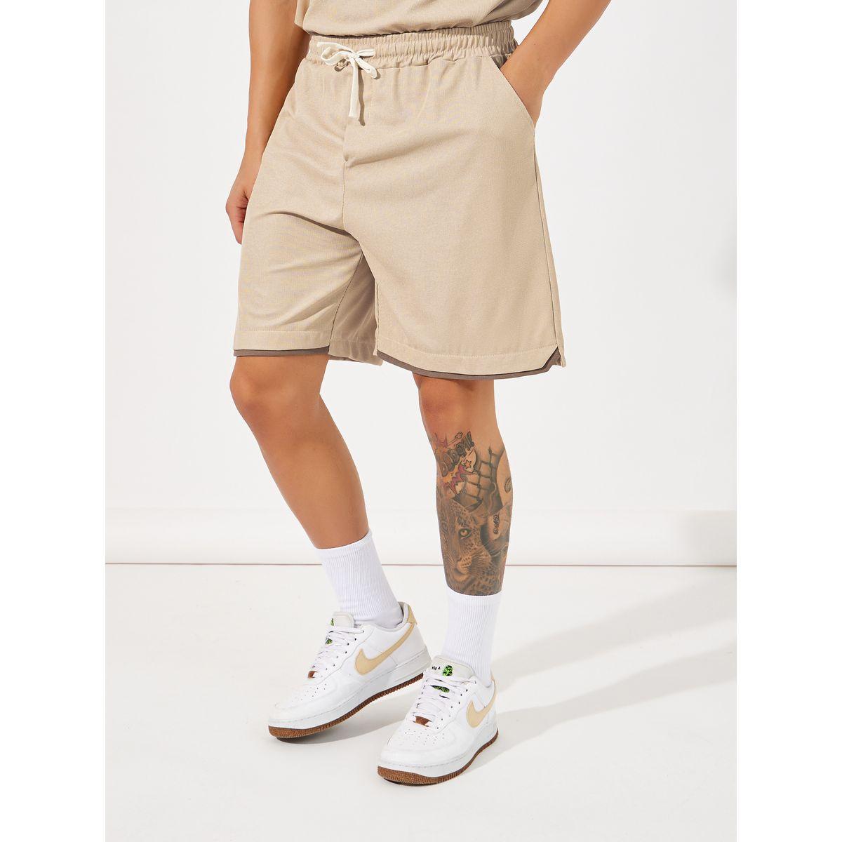 Styli Contrast Panel Dropped Shoulder Polo & Shorts Co-Ords-men-clothing-coordsets-image-4