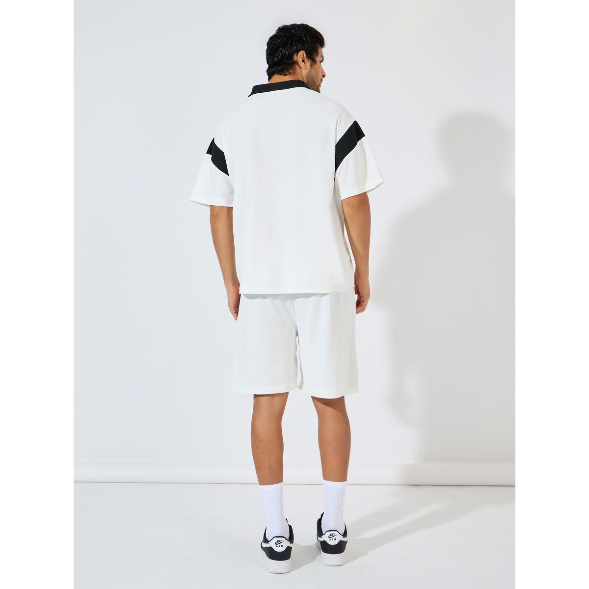 Styli Color Block Dropped Shoulder Polo & Shorts Co-Ords-men-clothing-coordsets-image-4