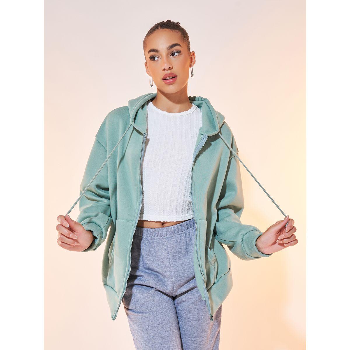 Styli Oversized Hooded Jacket with Drawstring-women-winterwear-coatsandjackets-jackets-image-2