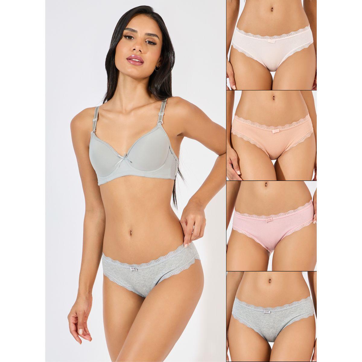 مجموعة من 4 سراويل داخلية بكيني بتفاصيل دانتيل-women-clothing-lingerie-panties-image-1