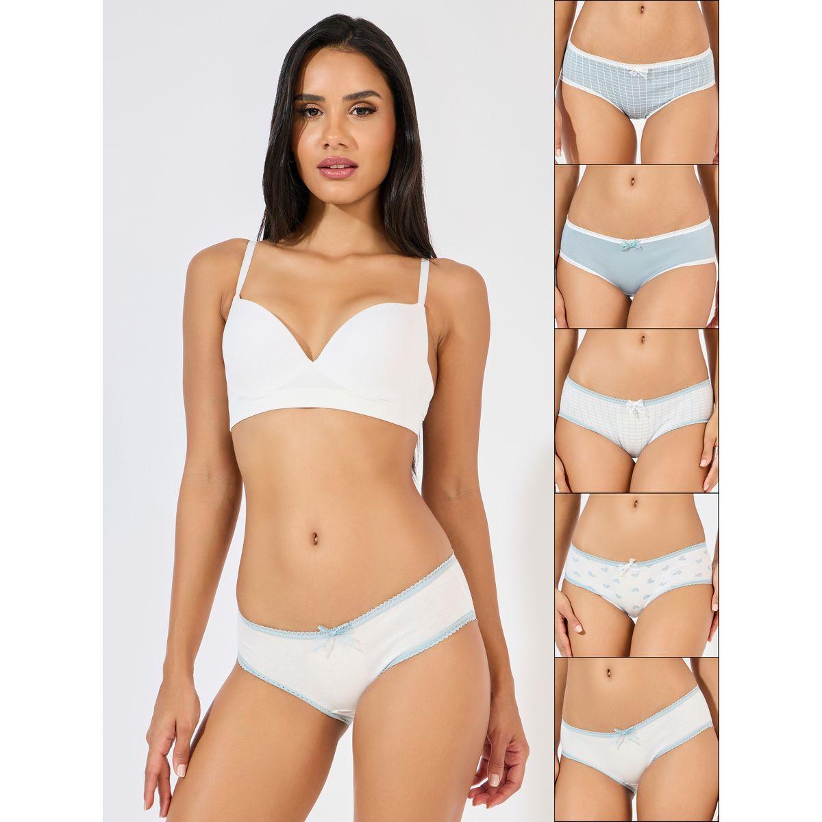 Styli Pack of 5 - Printed and Plain Cotton Short Brief-women-clothing-lingerie-panties-image-1