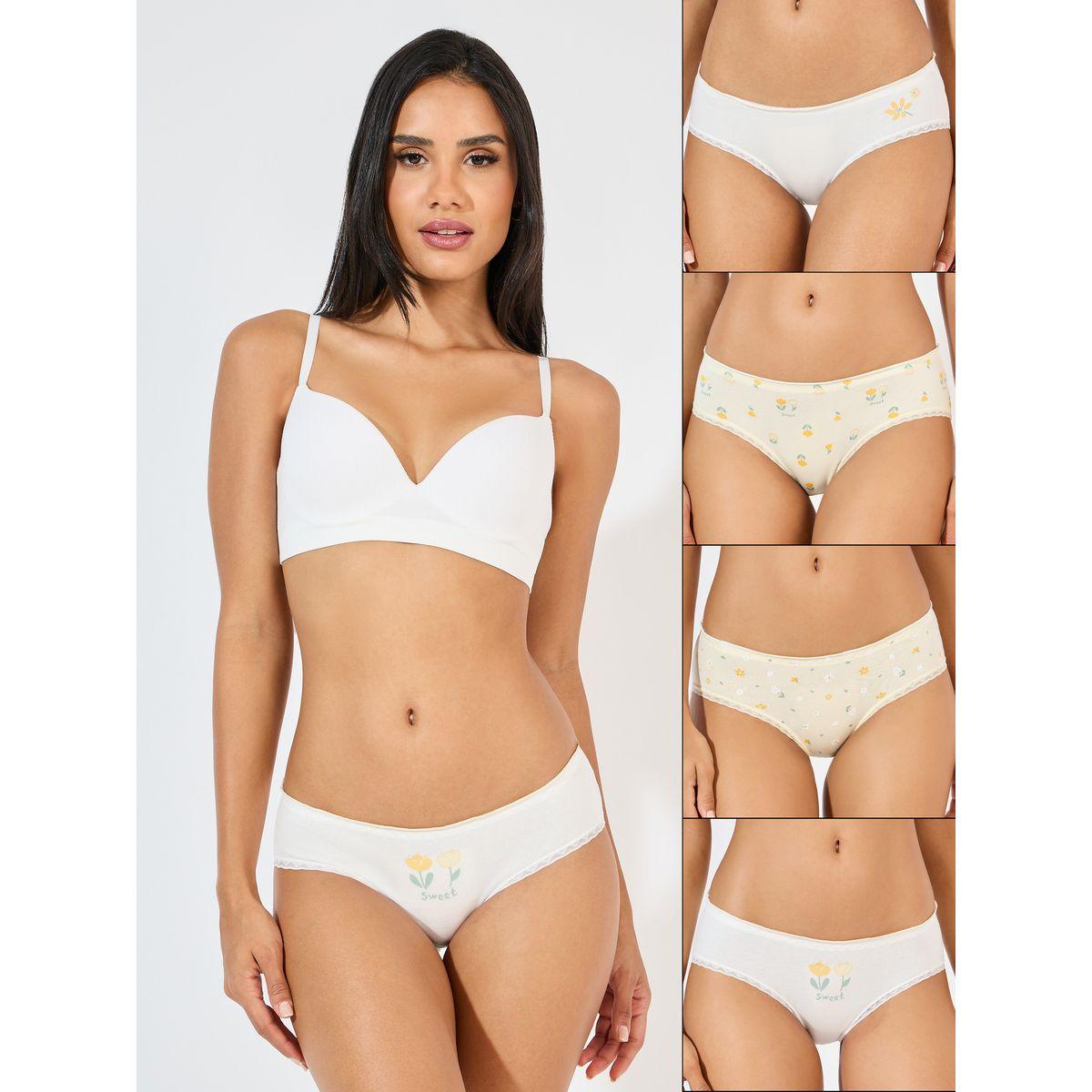 Styli Pack of 4 - Ditsy Print Cotton Bikini-women-clothing-lingerie-panties-image-1