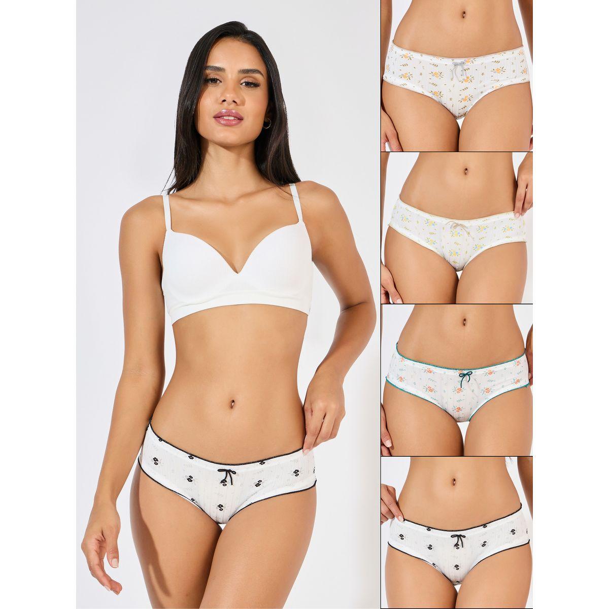 Styli Pack of 4 - Floral Print Cotton Bikini Brief-women-clothing-lingerie-panties-image-1