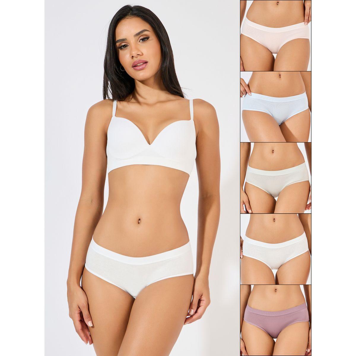 Styli Pack of 5 - Elastic Solid Cotton Short Brief-women-clothing-lingerie-panties-image-1