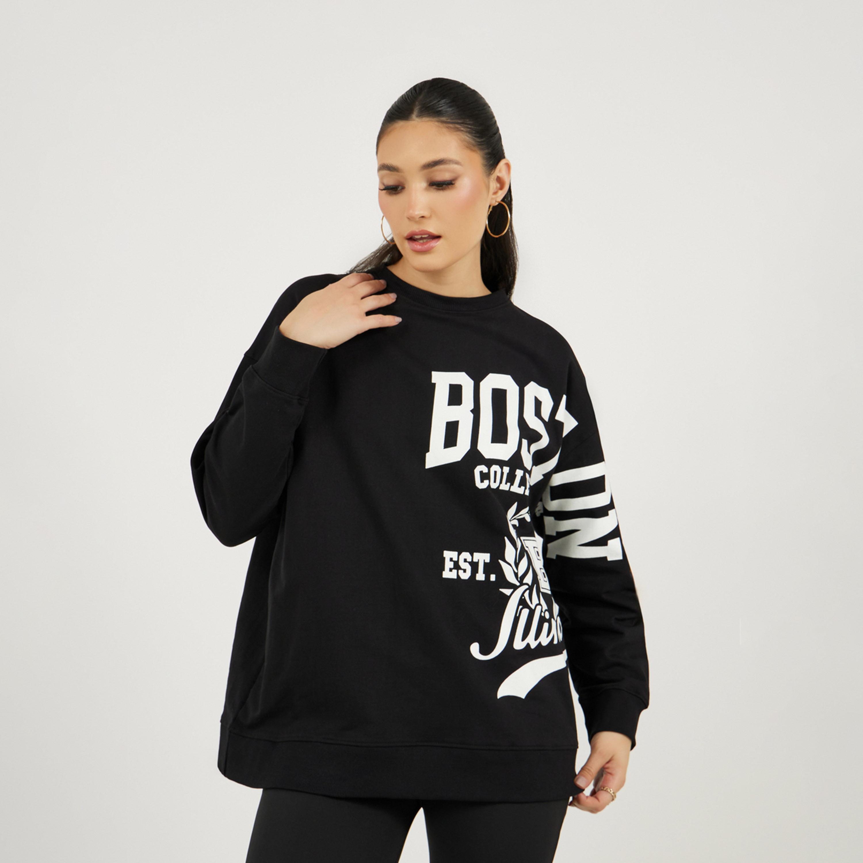 Styli Varsity Print Oversized Sweatshirt And Leggings Co-Ords-women-clothing-coordsets-image-2