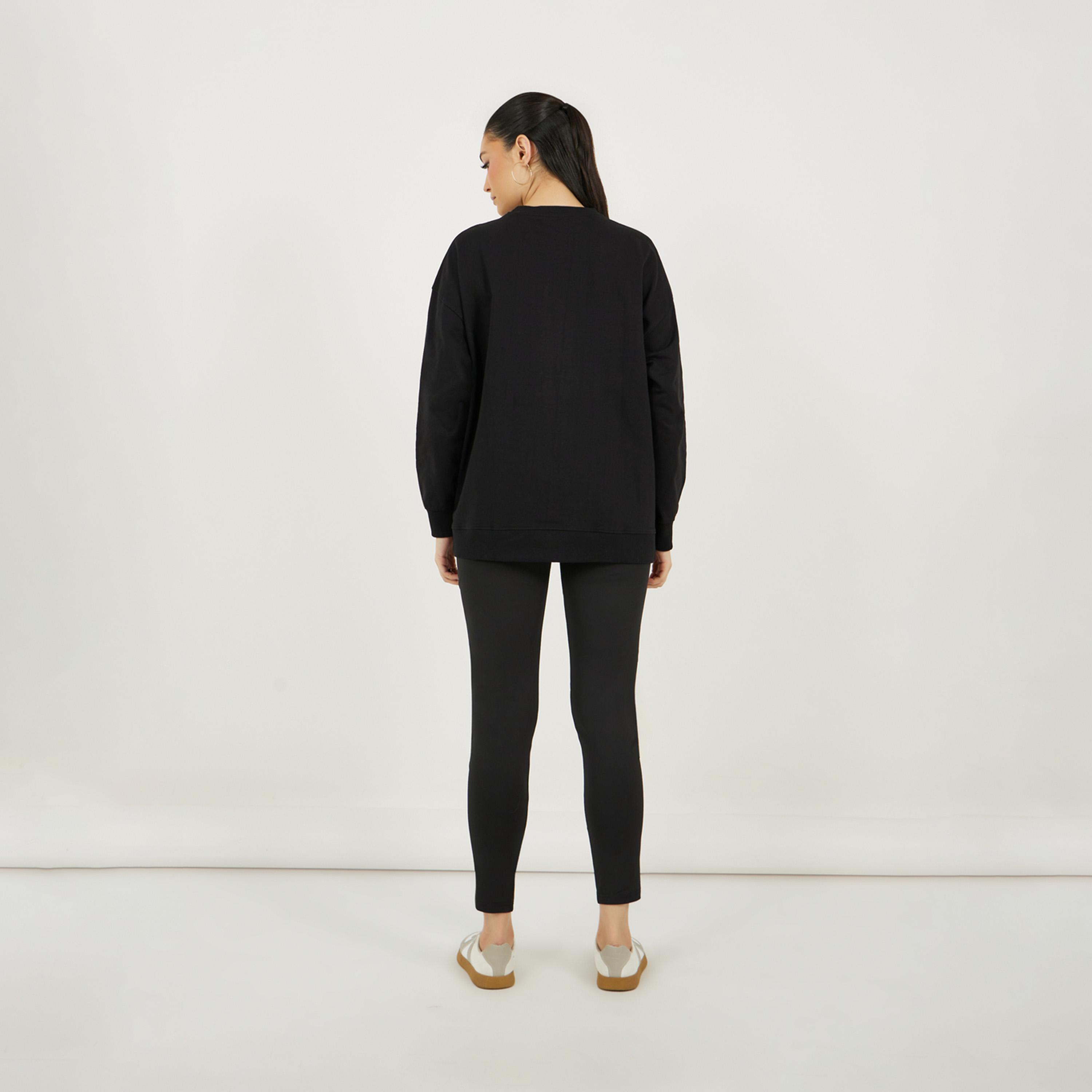 ستايلي - طقم ليقنز مطبوع مع سويت شيرت بحجم كبير-women-clothing-coordsets-image-6