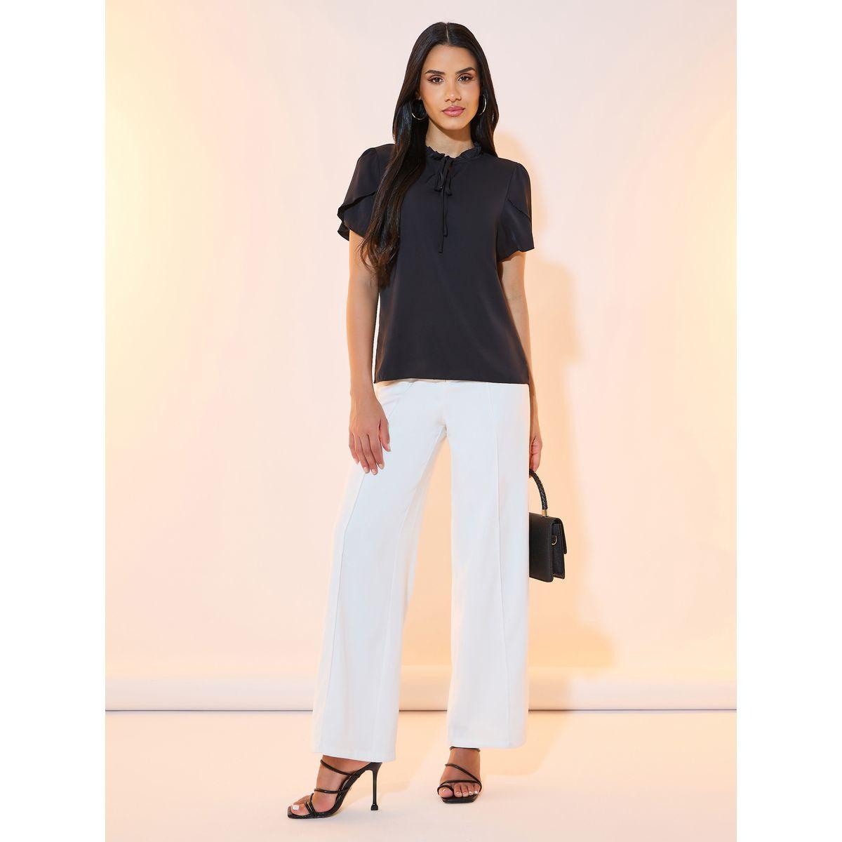 Styli Tie-Up Neck Solid Blouse-women-clothing-shirtsandblouses-blouses-image-3