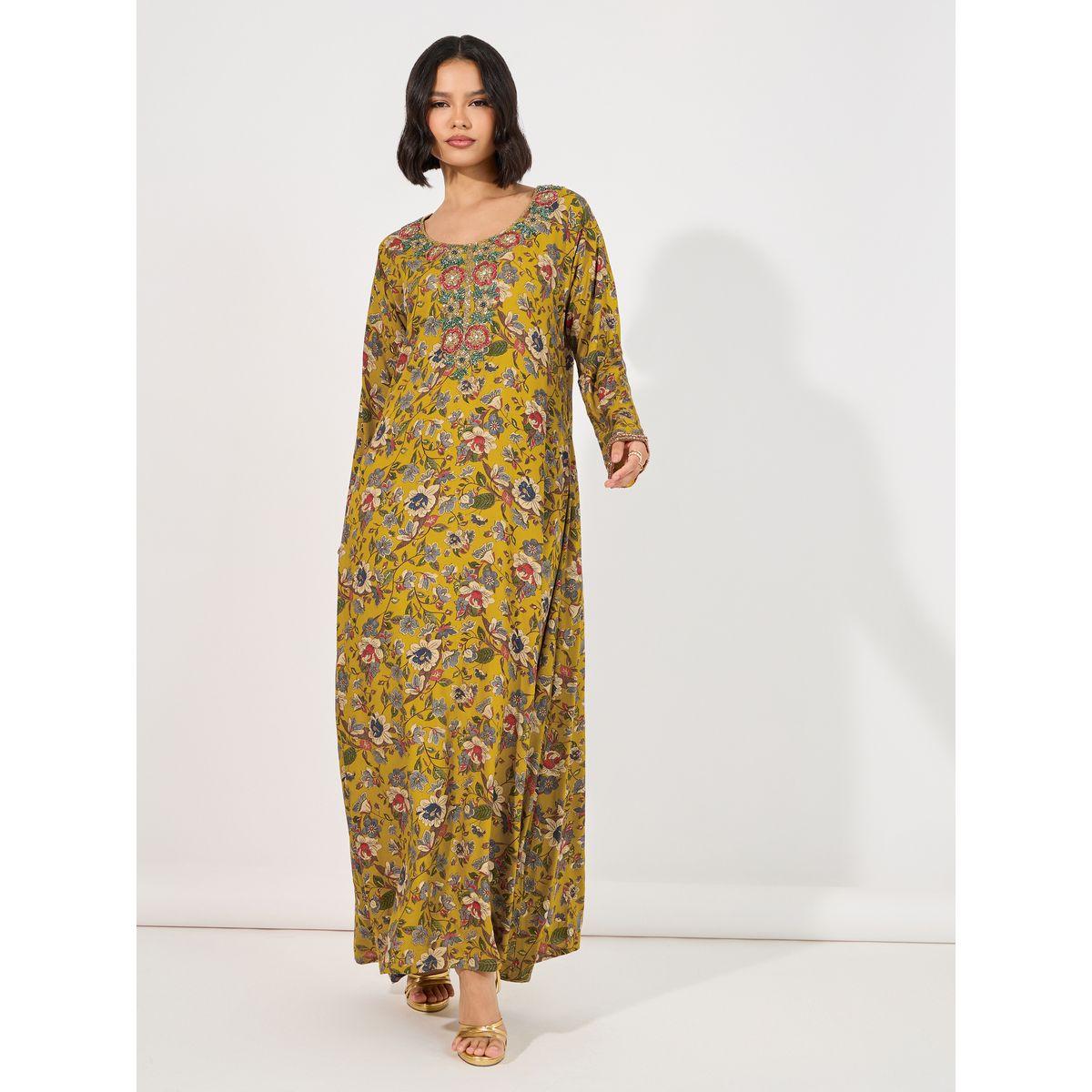 جلابية مخوار بطبعة زهور وأكمام طويلة ماكسيم كرييشن × ستايلي-women-arabicclothing-jalabiyas-image-4