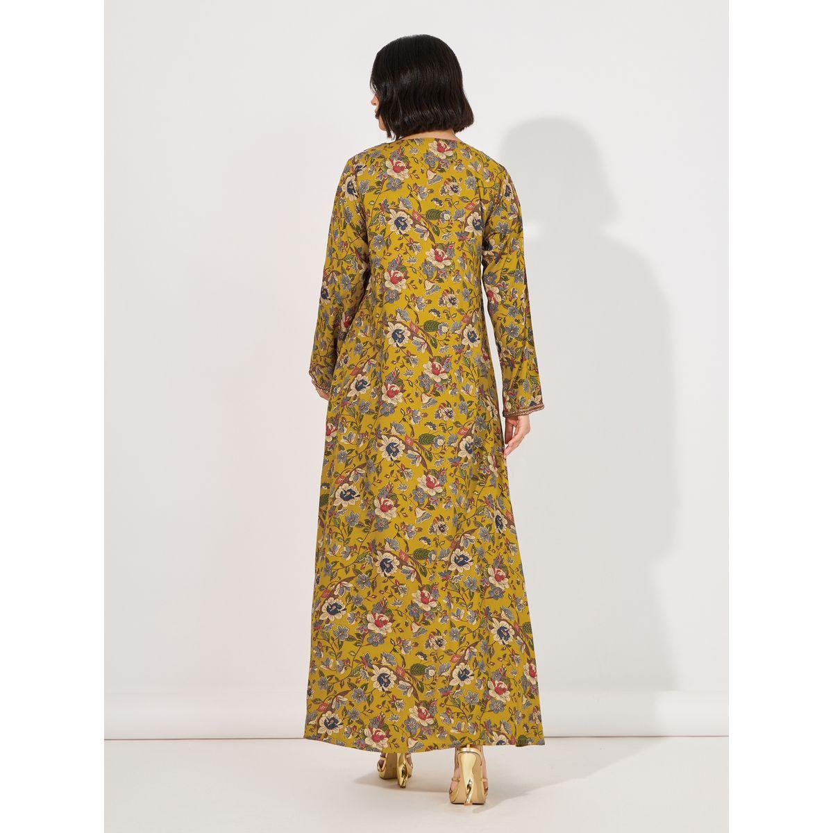 جلابية مخوار بطبعة زهور وأكمام طويلة ماكسيم كرييشن × ستايلي-women-arabicclothing-jalabiyas-image-6