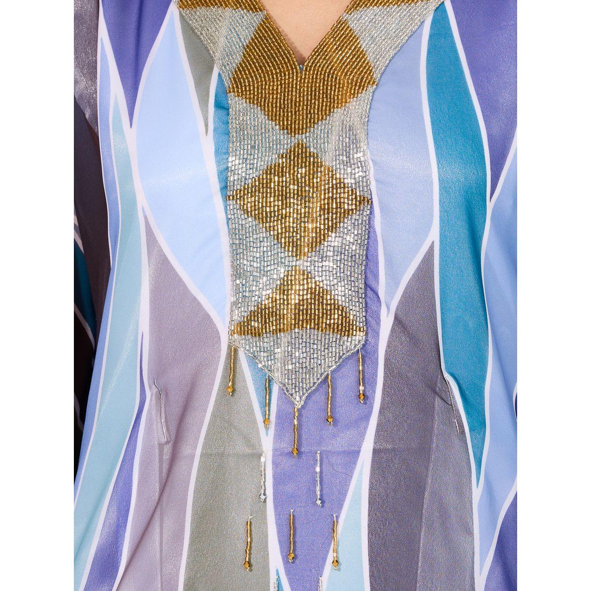 Maxim Creation X Styli  Abstract Print Georgette Farasha Kaftan with Handwork-women-arabicclothing-kaftan-image-3