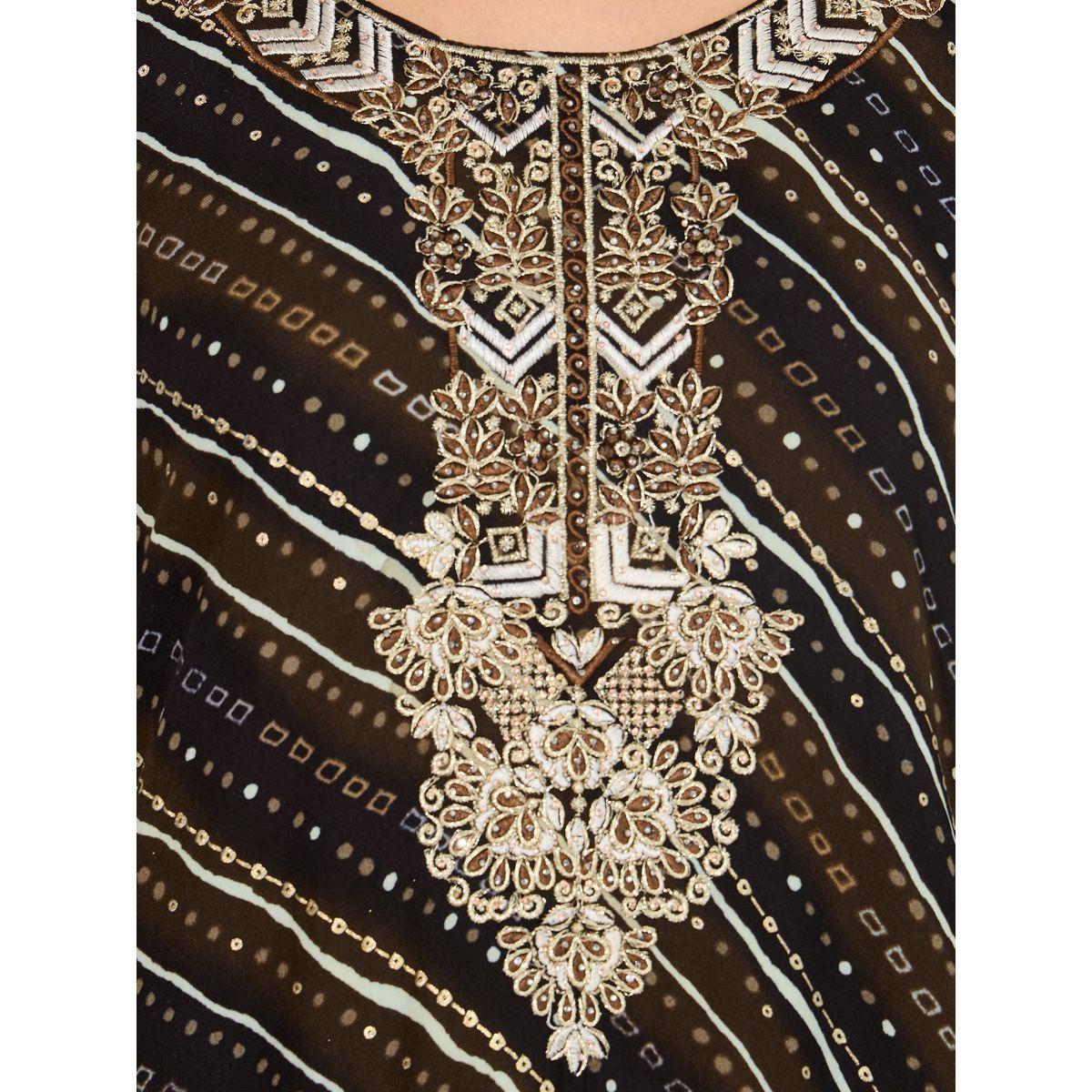 جلابية مخوار بطبعة هندسية وأكمام طويلة ماكسيم كرييشن × ستايلي-women-arabicclothing-jalabiyas-image-3