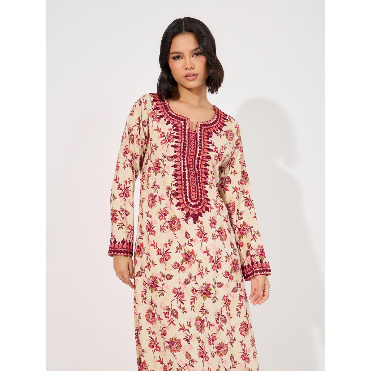 جلابية مخوار مطبعة بطبعة زهور ماكسيم كرييشن × ستايلي-women-arabicclothing-jalabiyas-image-5