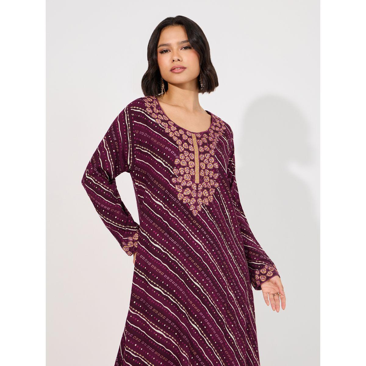 Maxim Creation X Styli  Geo Print Rayon Mukhawar Jalabiya with Handwork-women-arabicclothing-jalabiyas-image-5