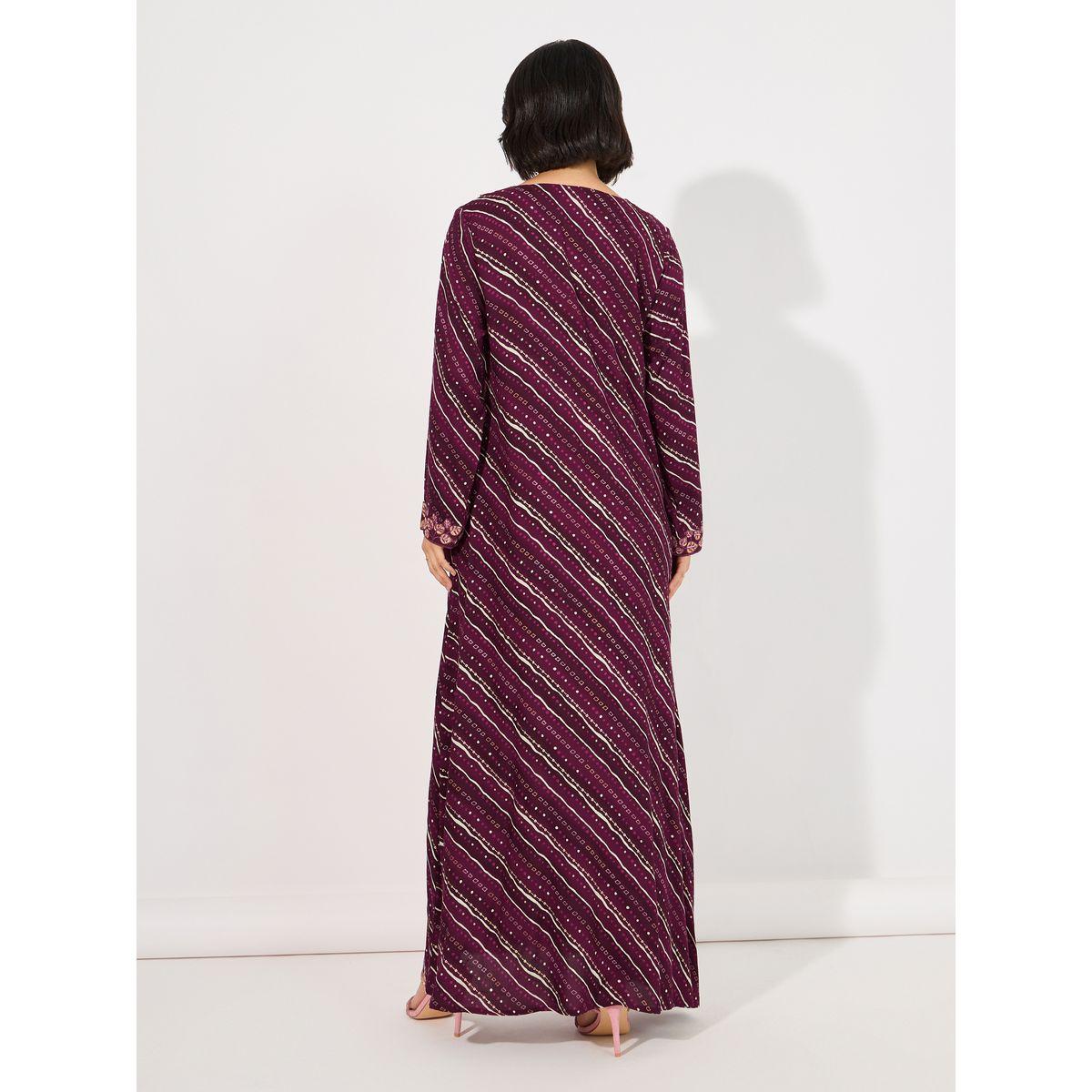 Maxim Creation X Styli  Geo Print Rayon Mukhawar Jalabiya with Handwork-women-arabicclothing-jalabiyas-image-6