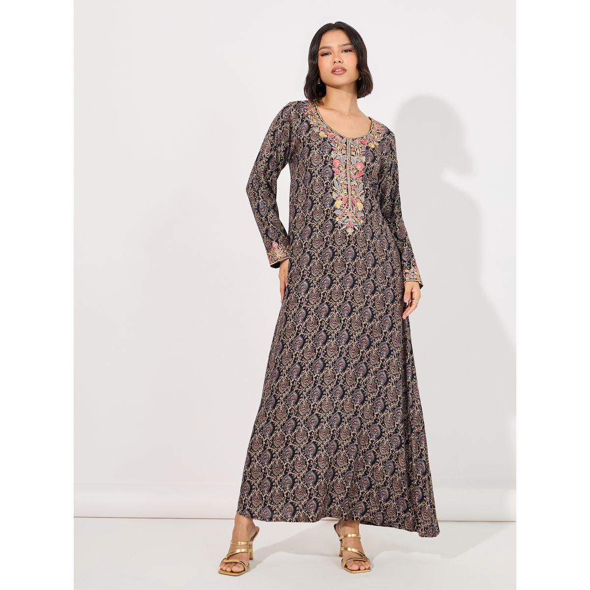جلابية مخوار بطبعة زهور وأكمام طويلة ماكسيم كرييشن × ستايلي-women-arabicclothing-jalabiyas-image-1