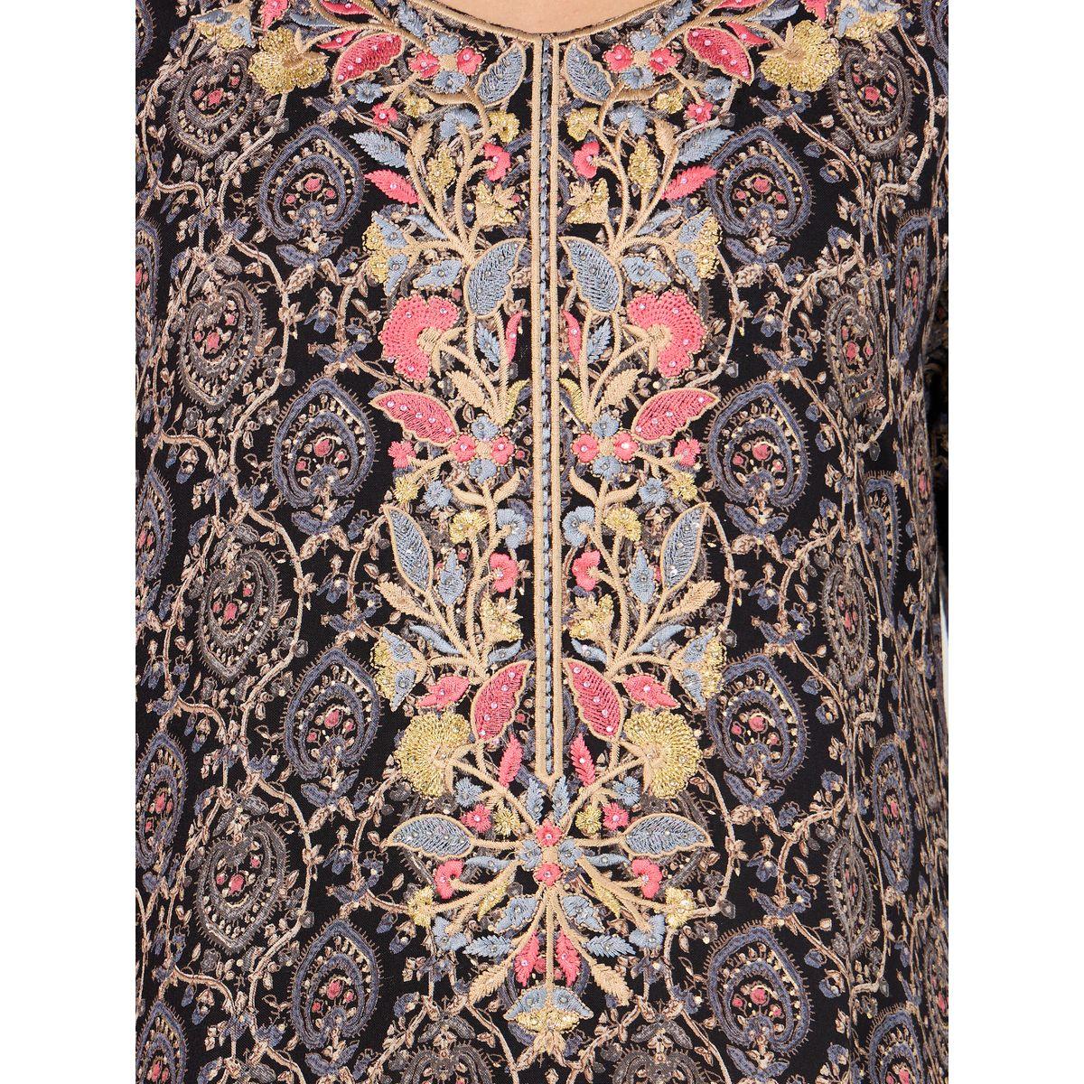 Maxim Creation X Styli  Floral Print Rayon Mukhawar Jalabiya with Handwork-women-arabicclothing-jalabiyas-image-3