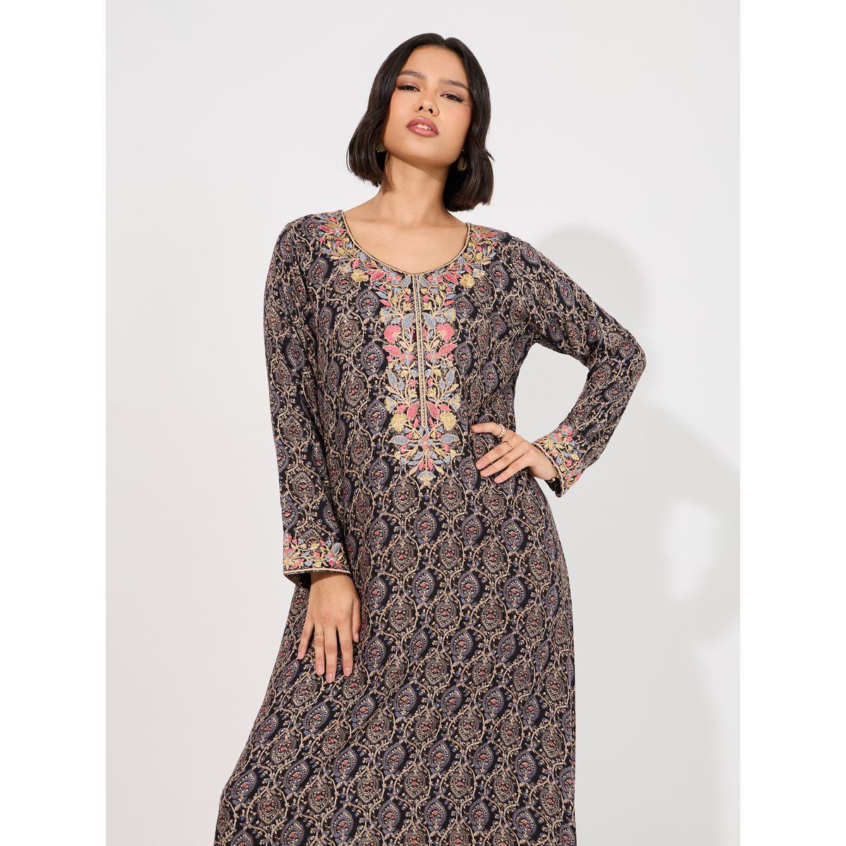 Maxim Creation X Styli  Floral Print Rayon Mukhawar Jalabiya with Handwork-women-arabicclothing-jalabiyas-image-5