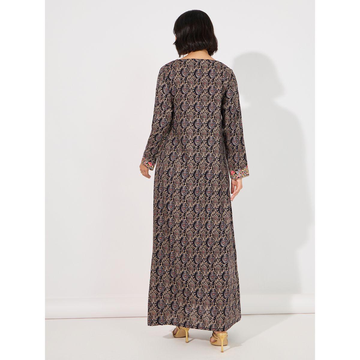 Maxim Creation X Styli  Floral Print Rayon Mukhawar Jalabiya with Handwork-women-arabicclothing-jalabiyas-image-6