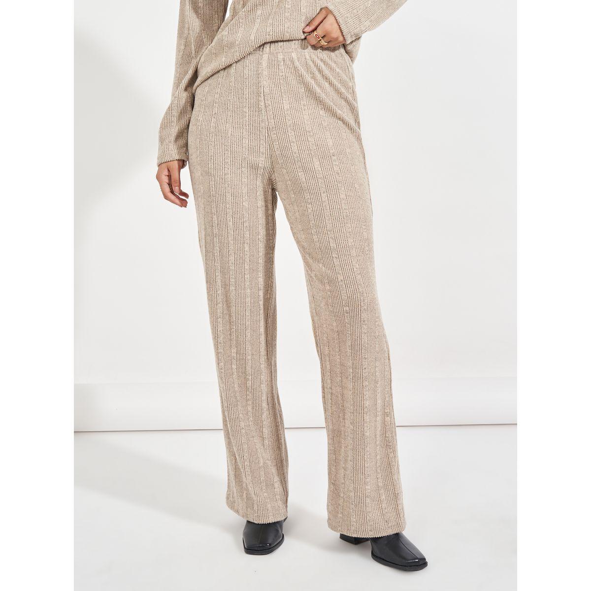 طقم منسق من بنطال مع بلوزة فضفاضة بياقة ملفوفة-women-clothing-coordsets-image-5