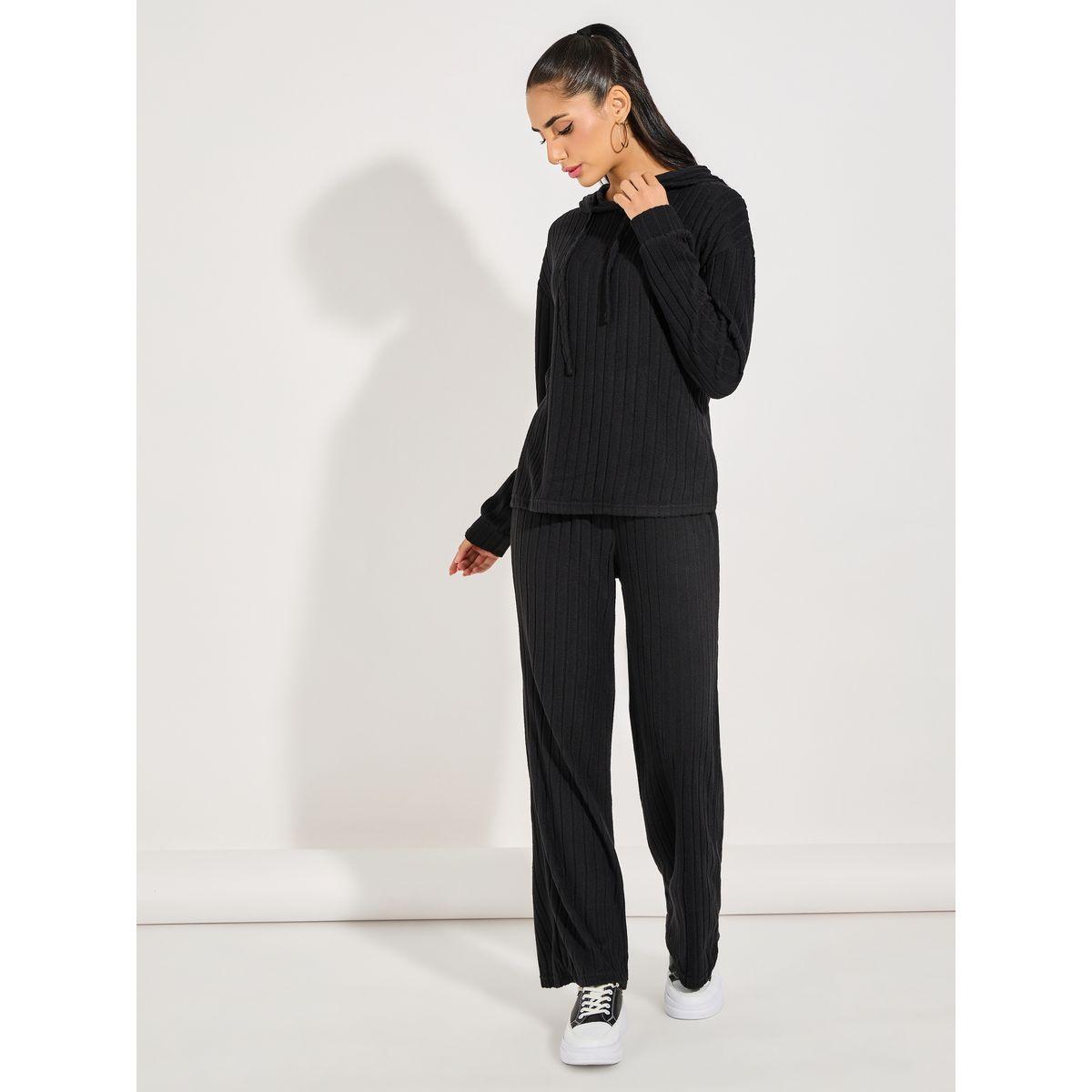 طقم منسق من بنطال بأرجل واسعة وبلوزة بياقة هودي-women-clothing-coordsets-image-1