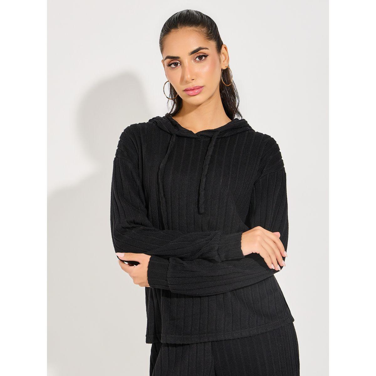 طقم منسق من بنطال بأرجل واسعة وبلوزة بياقة هودي-women-clothing-coordsets-image-2