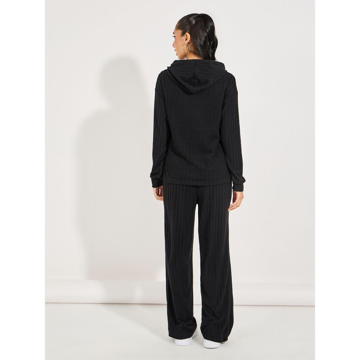 Styli Rib Knit Hooded Top & Wide Leg Pants Co-Ords-women-clothing-coordsets-image-5