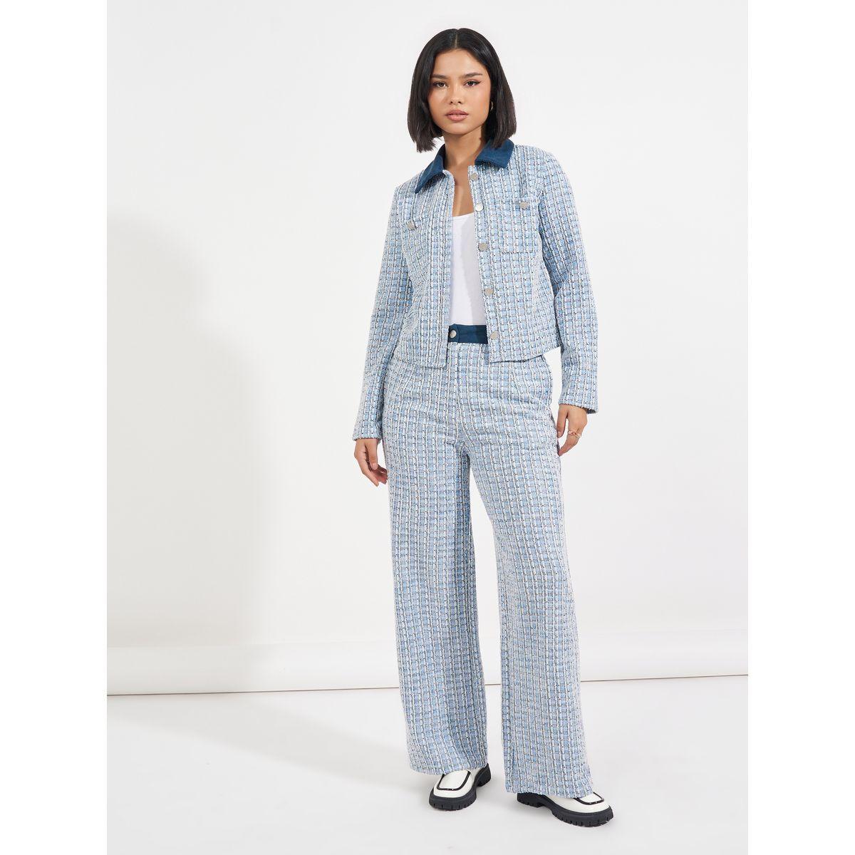 Styli High Rise Wide Leg Tweed Pants-women-clothing-bottoms-trousers-image-2