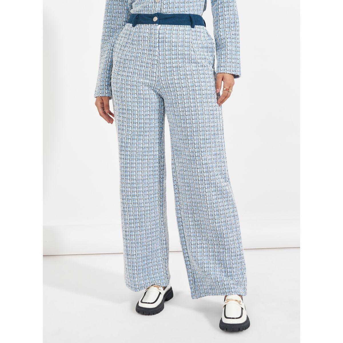 بنطال تويد بأرجل واسعة وخصر عالي-women-clothing-bottoms-trousers-image-7