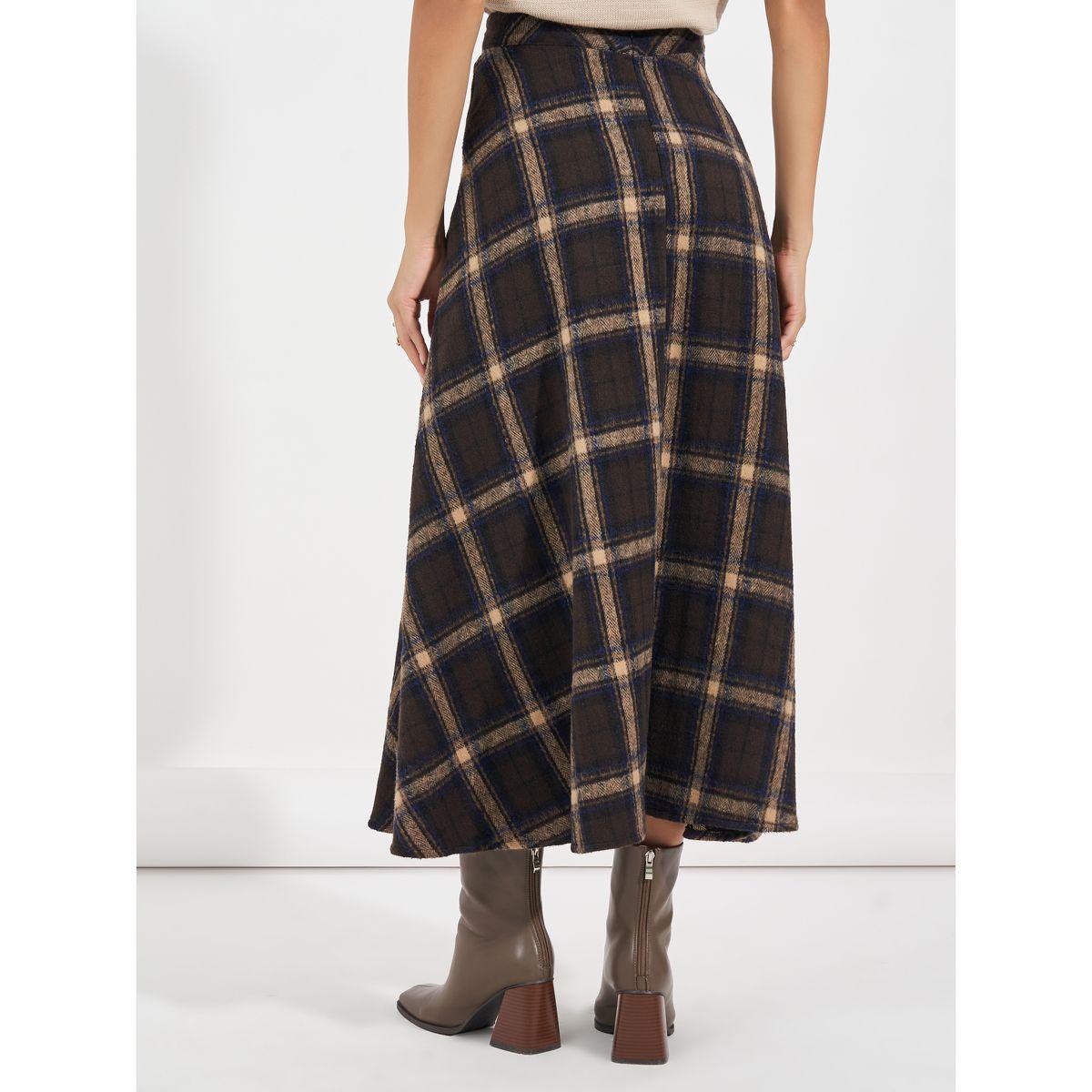 تنورة ميدي بنمط مربعات وحافة واسعة-women-clothing-bottoms-skirts-image-1