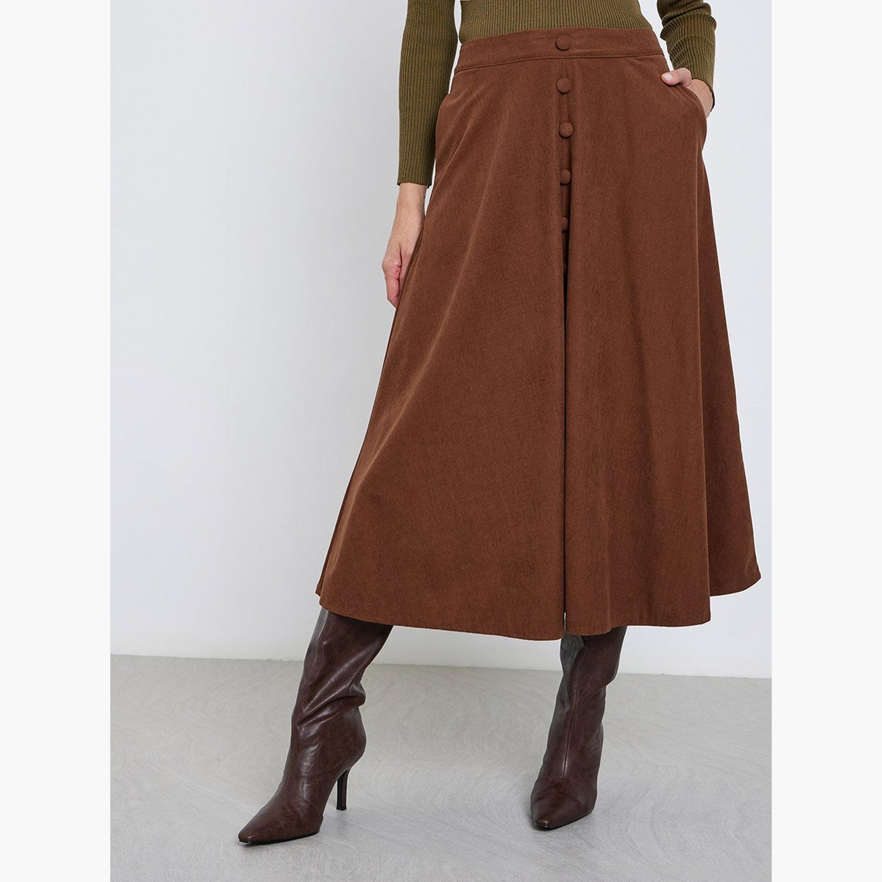 Styli Buttoned Down A-Line Midi Skirt with Pockets-women-clothing-bottoms-skirts-image-1