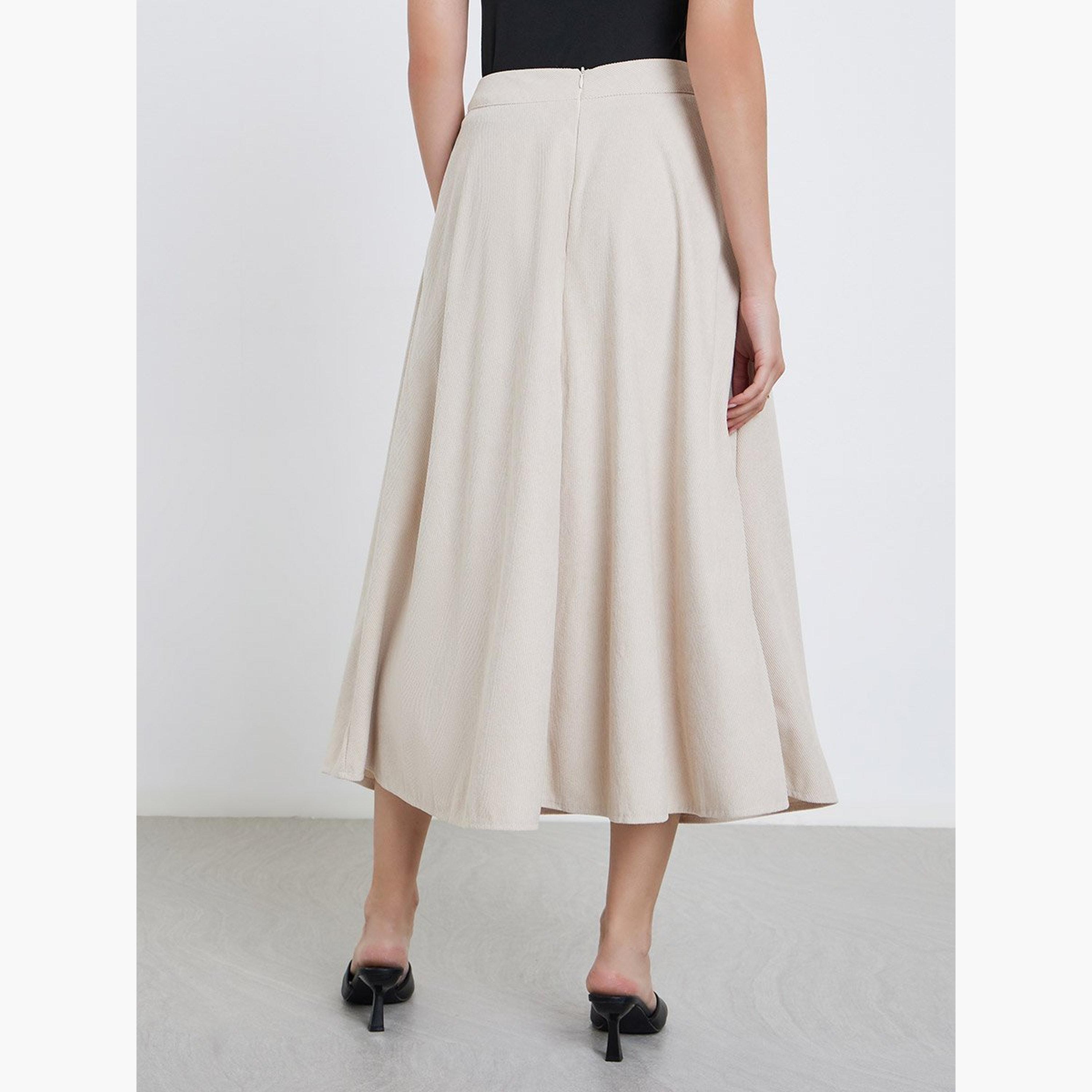 Styli Buttoned Down A-Line Midi Skirt with Pockets-women-clothing-skirts-image-4