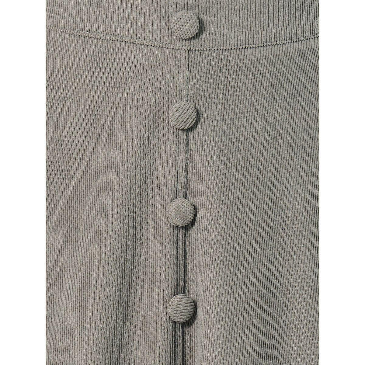 Styli Corduroy Flared Midi Skirt with Button Detail-women-clothing-skirts-image-3