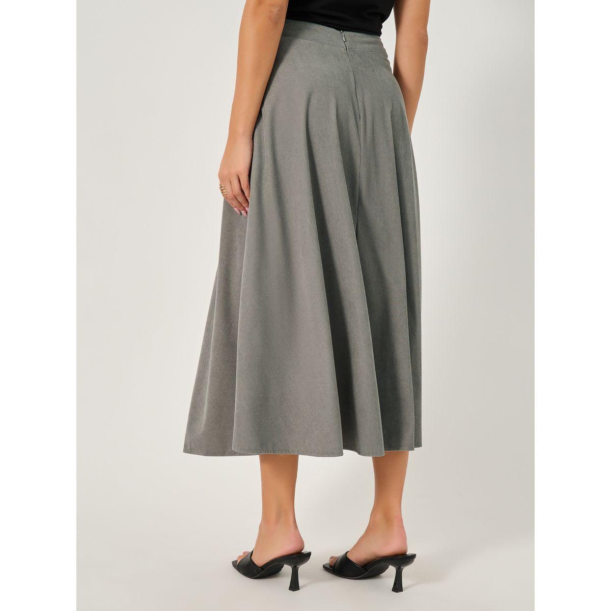 تنورة ميدي كوردروي مزينة بأزرار-women-clothing-skirts-image-4