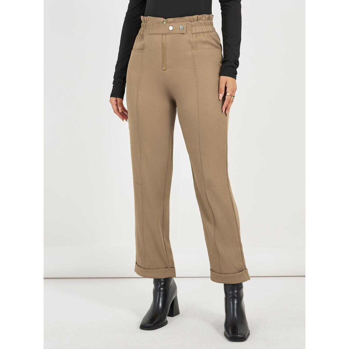 بنطال قصير بخصر عالي مطاطي-women-clothing-bottoms-trousers-image-2