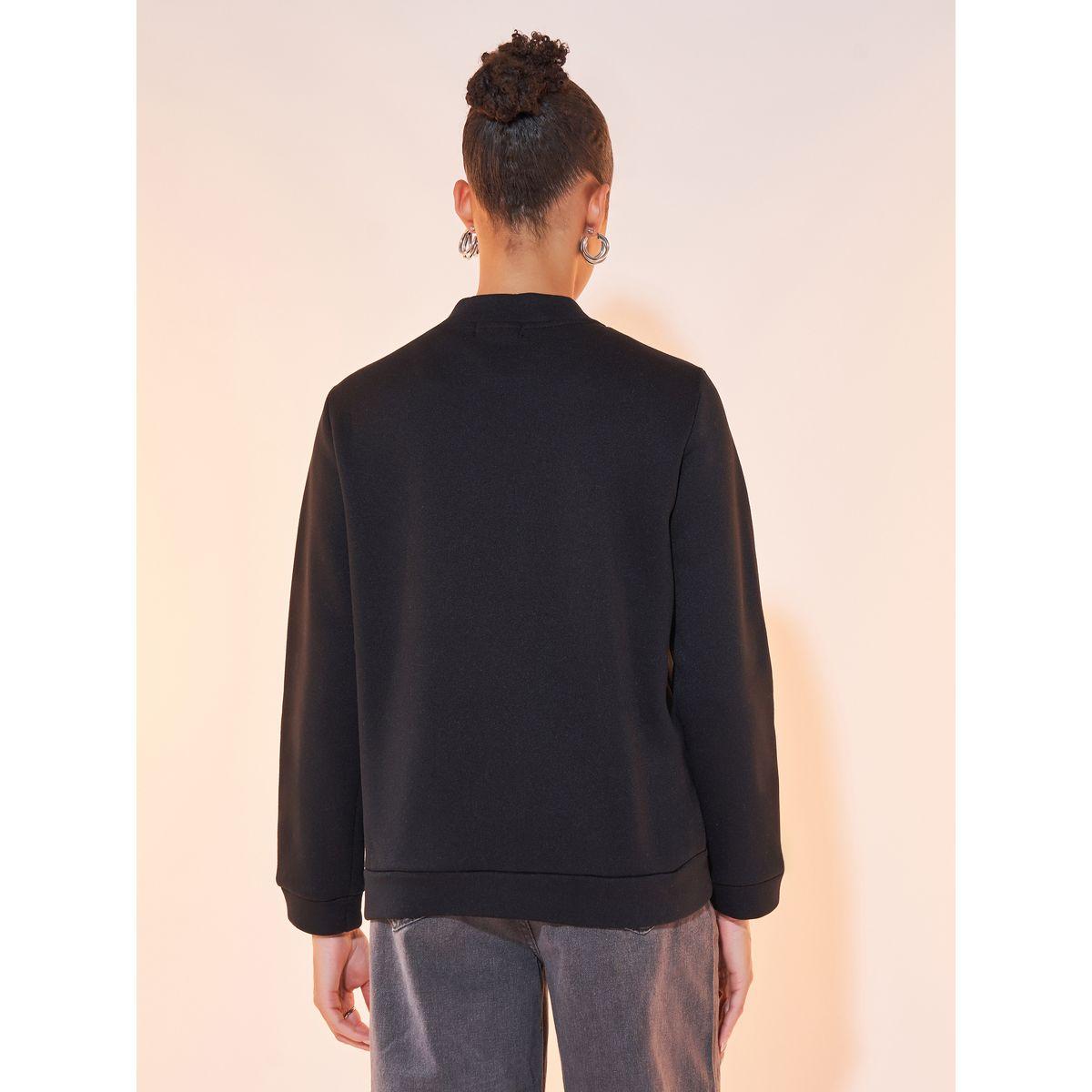 Styli Plain Lightweight Stand Collar Bomber Jacket with Button Detail-women-winterwear-coatsandjackets-jackets-image-5