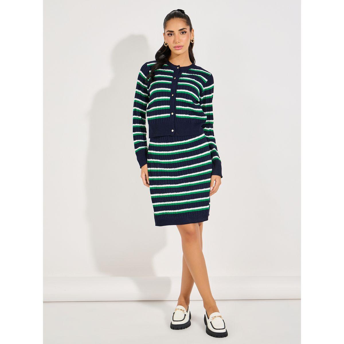 Styli Striped Knit Top with Buttons-women-clothing-tshirts-image-2