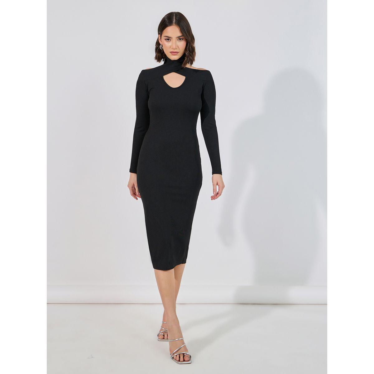فستان ميدي ضيق بتفاصيل مضلعة-women-clothing-dresses-image-4