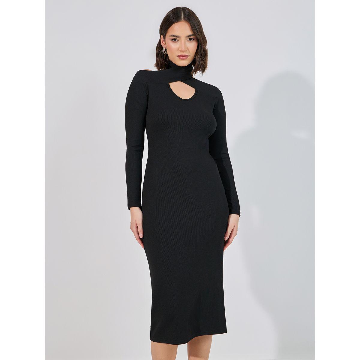 فستان ميدي ضيق بتفاصيل مضلعة-women-clothing-dresses-image-5
