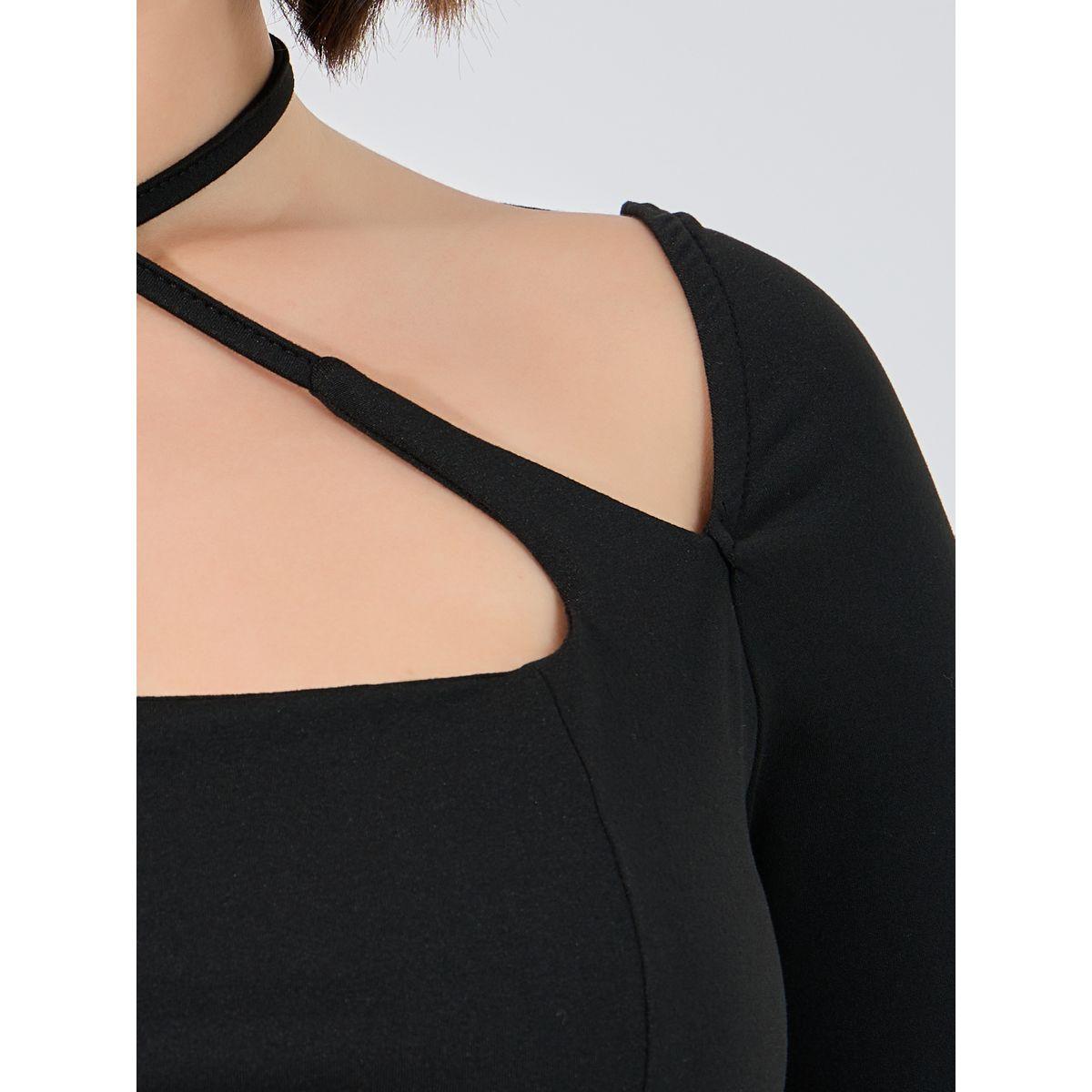 Styli Cut Out Front Slit A-line Knee-Length Dress-women-clothing-dresses-image-3