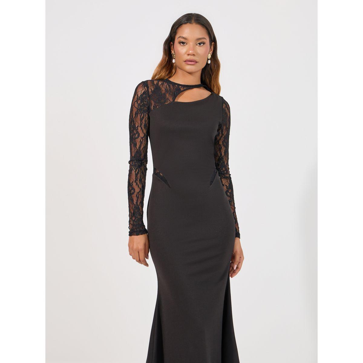 Styli Lace Sleeves Cut-Out Detail Sheath Midi Dress-women-clothing-dresses-image-2