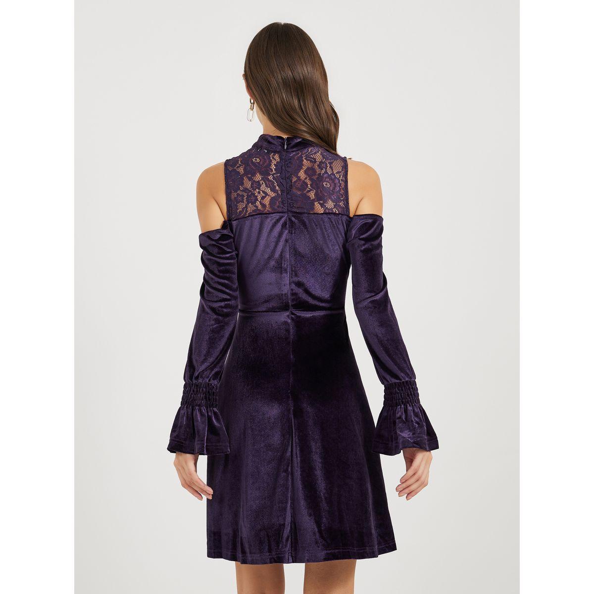 Styli Velvet Lace Cold Shoulder A-Line Mini Dress-women-clothing-dresses-image-6
