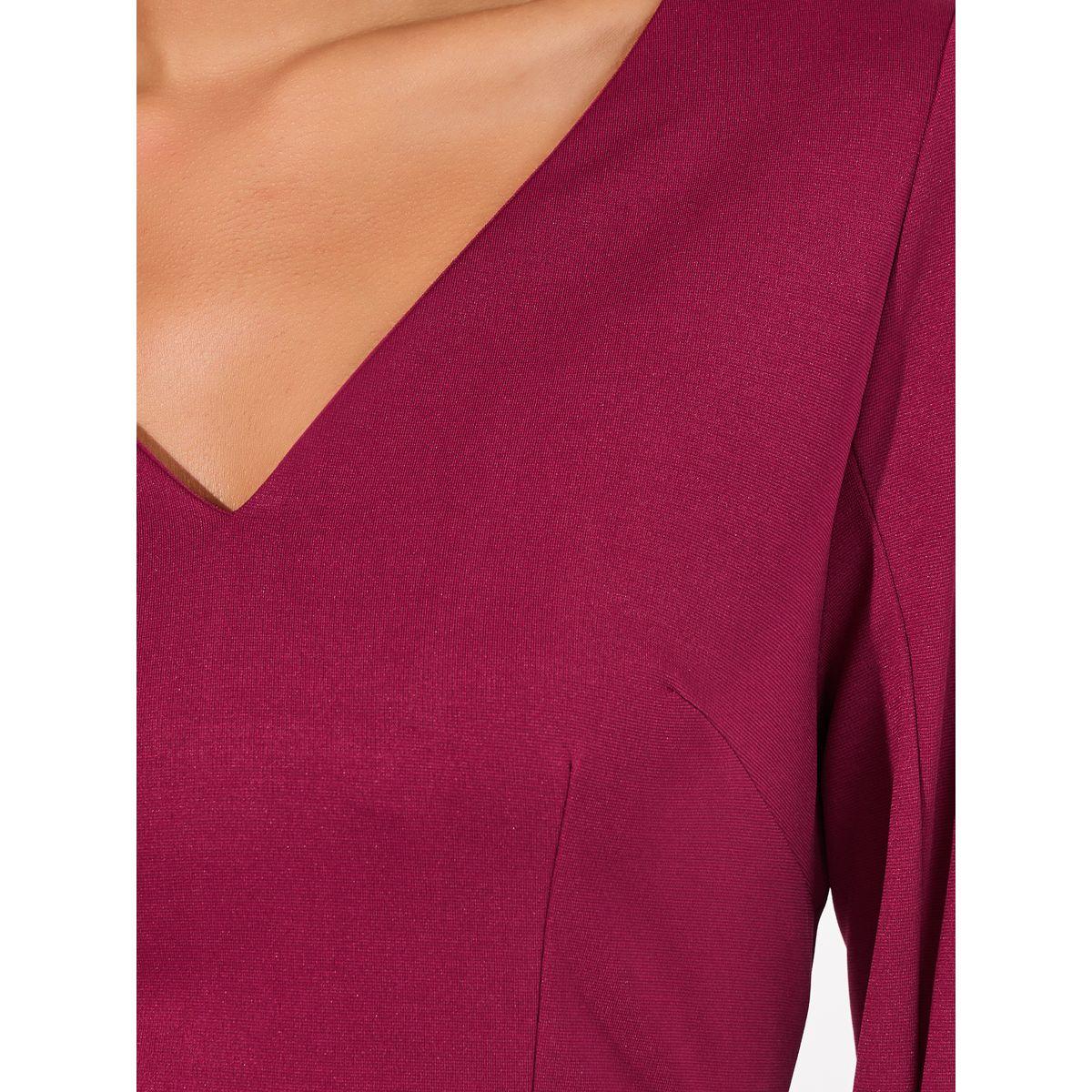 فستان ميدي بأكمام طويلة واسعة مع شق-women-clothing-dresses-image-3