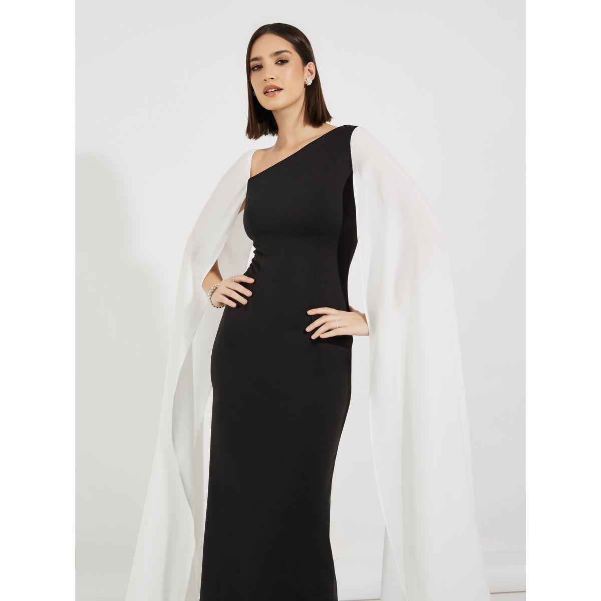 Styli Plain Cape Sleeve Bodycon Maxi Dress-women-clothing-dresses-image-2
