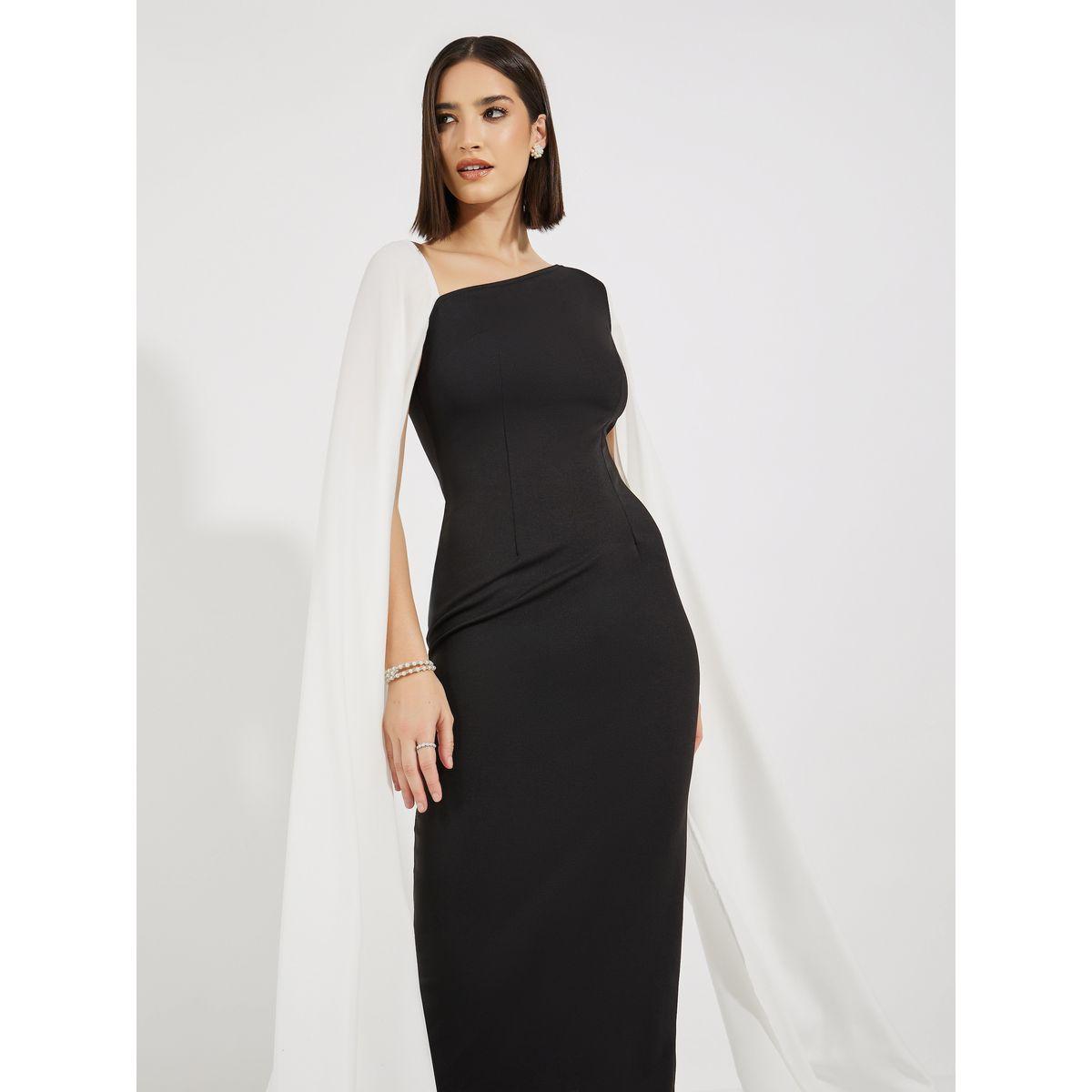 Styli Plain Cape Sleeve Bodycon Maxi Dress-women-clothing-dresses-image-5