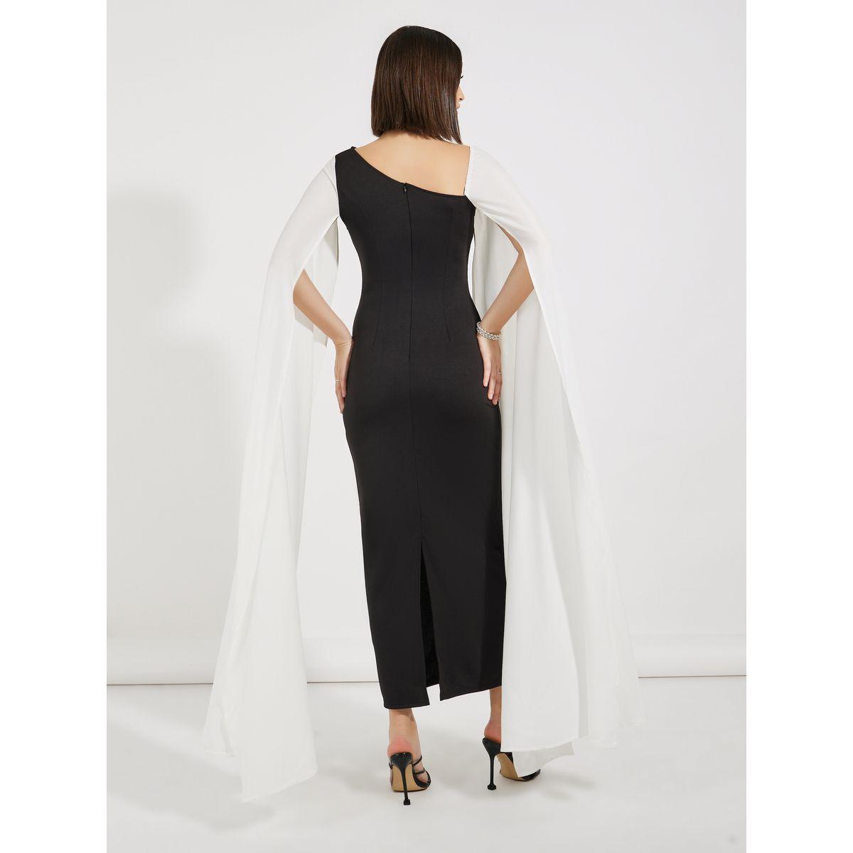 Styli Plain Cape Sleeve Bodycon Maxi Dress-women-clothing-dresses-image-6