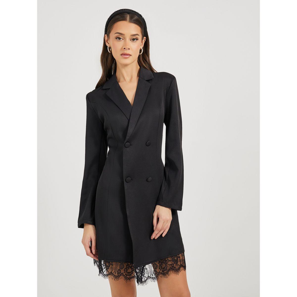 Styli Notch Lapel Lace Hem Blazer Mini Dress-women-clothing-dresses-image-4