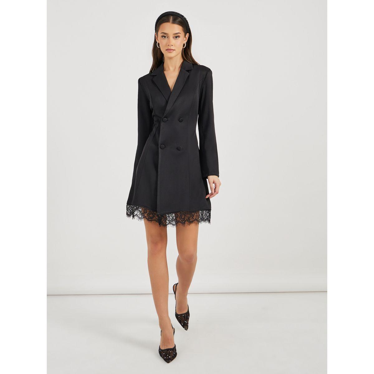 Styli Notch Lapel Lace Hem Blazer Mini Dress-women-clothing-dresses-image-5