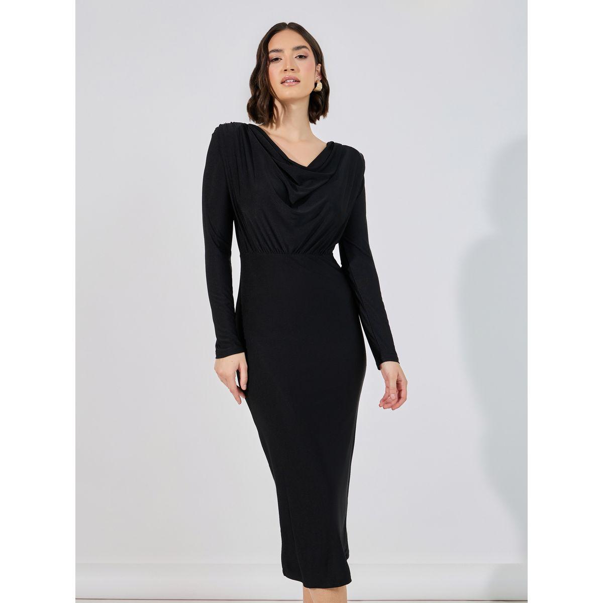 فستان ميدي ضيق بياقة منسدلة-women-clothing-dresses-image-5