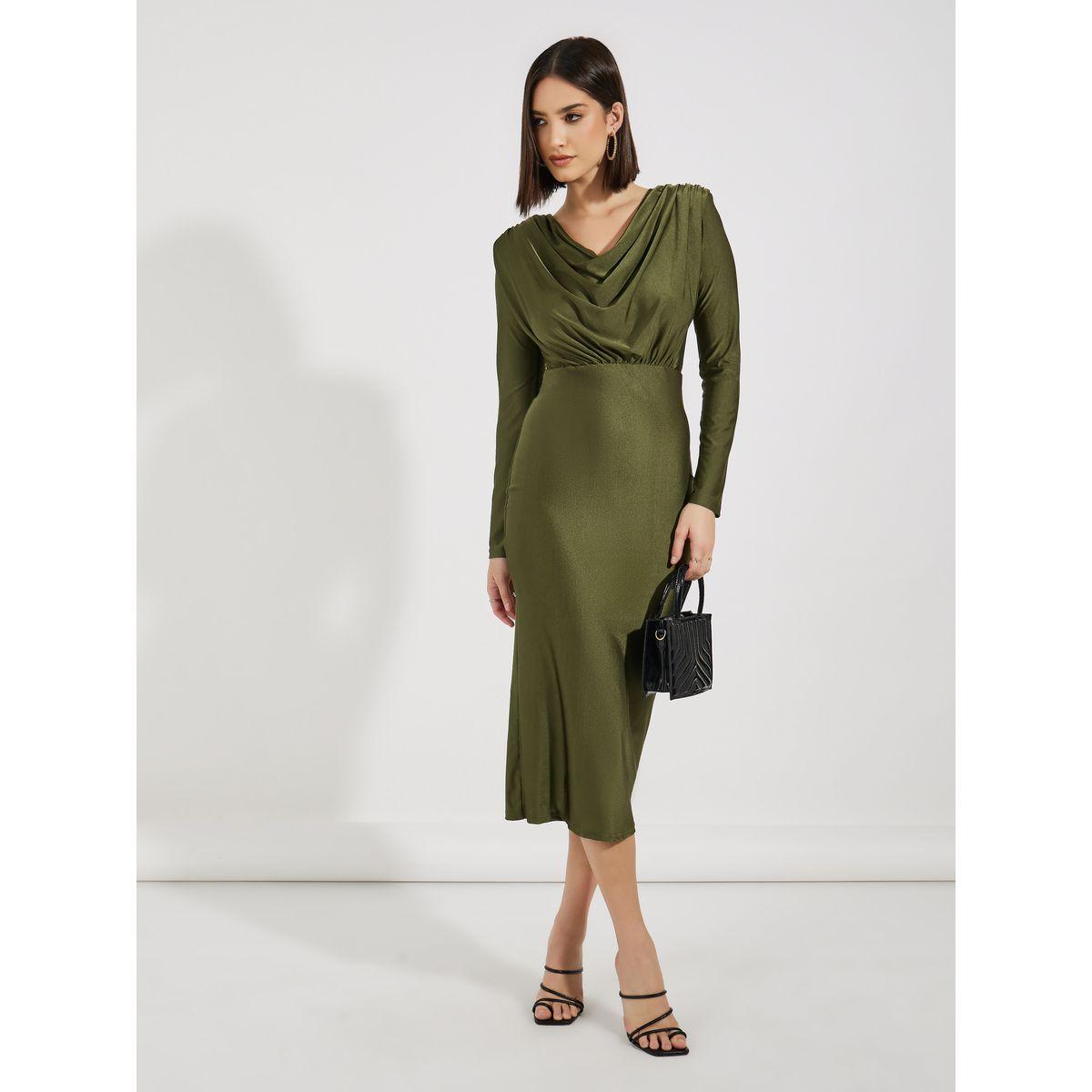 فستان ميدي ضيق بياقة منسدلة-women-clothing-dresses-image-1