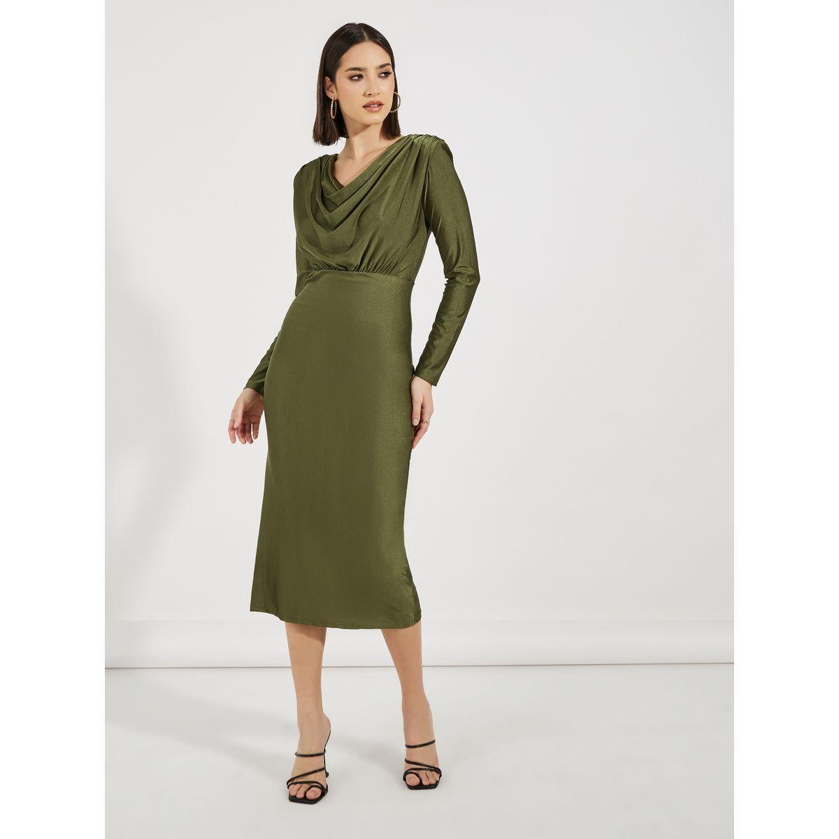 فستان ميدي ضيق بياقة منسدلة-women-clothing-dresses-image-4